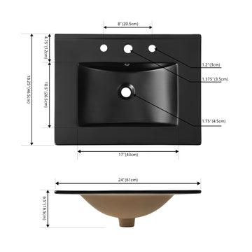Ancillary 3-Hole 20 in. W x 18.25 in. D Classic Contemporary Rectangular Ceramic Single Sink Basin Vanity Top